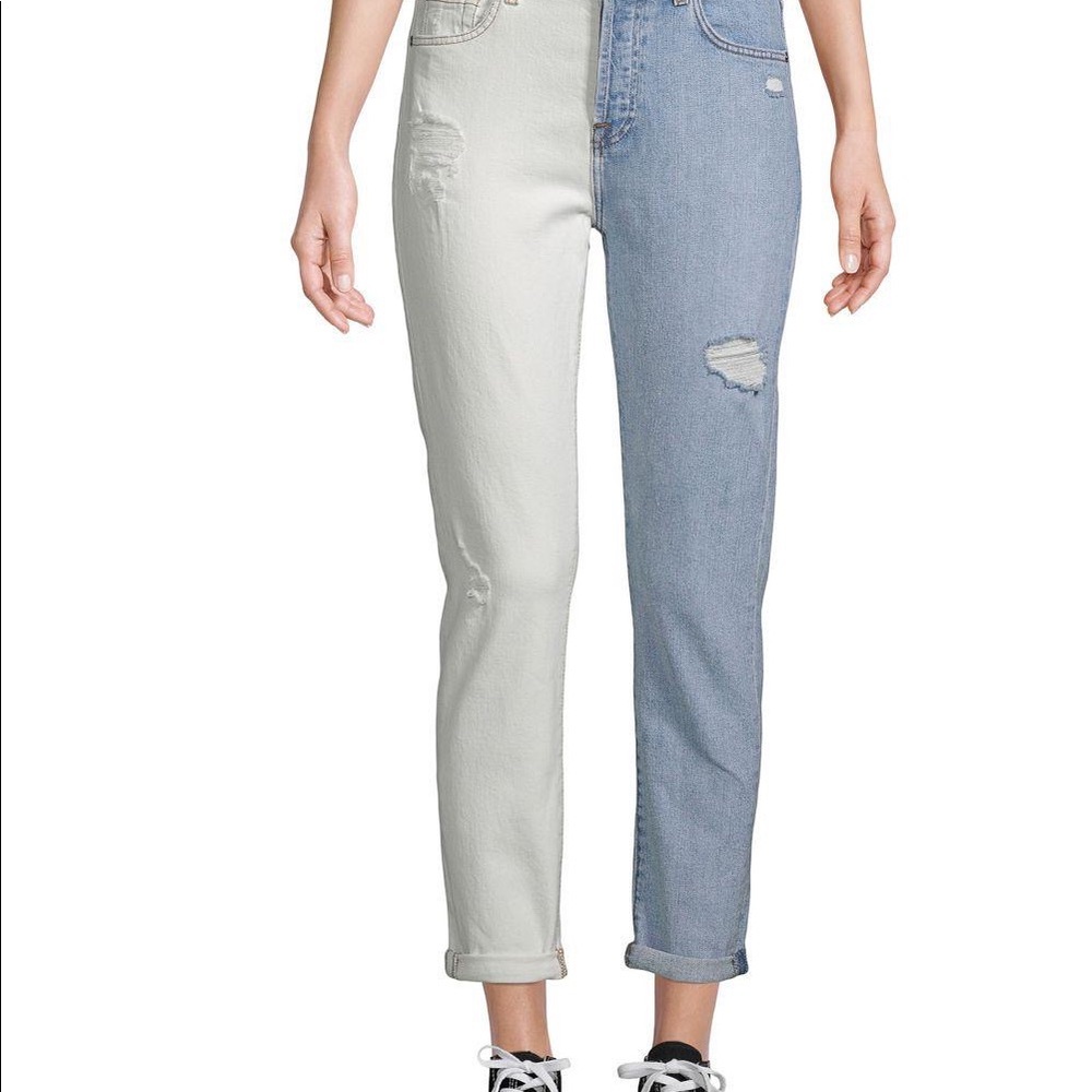 7 For all Mankind Josephine straight two tone denim jeans 26